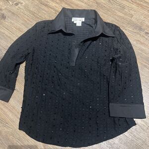 Vintage Chetta B Sherrie Bloom Peter Noviello Beaded Top Blk  Sz 12